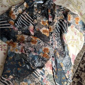 Zara Multicolor Floral Button Down Shirt